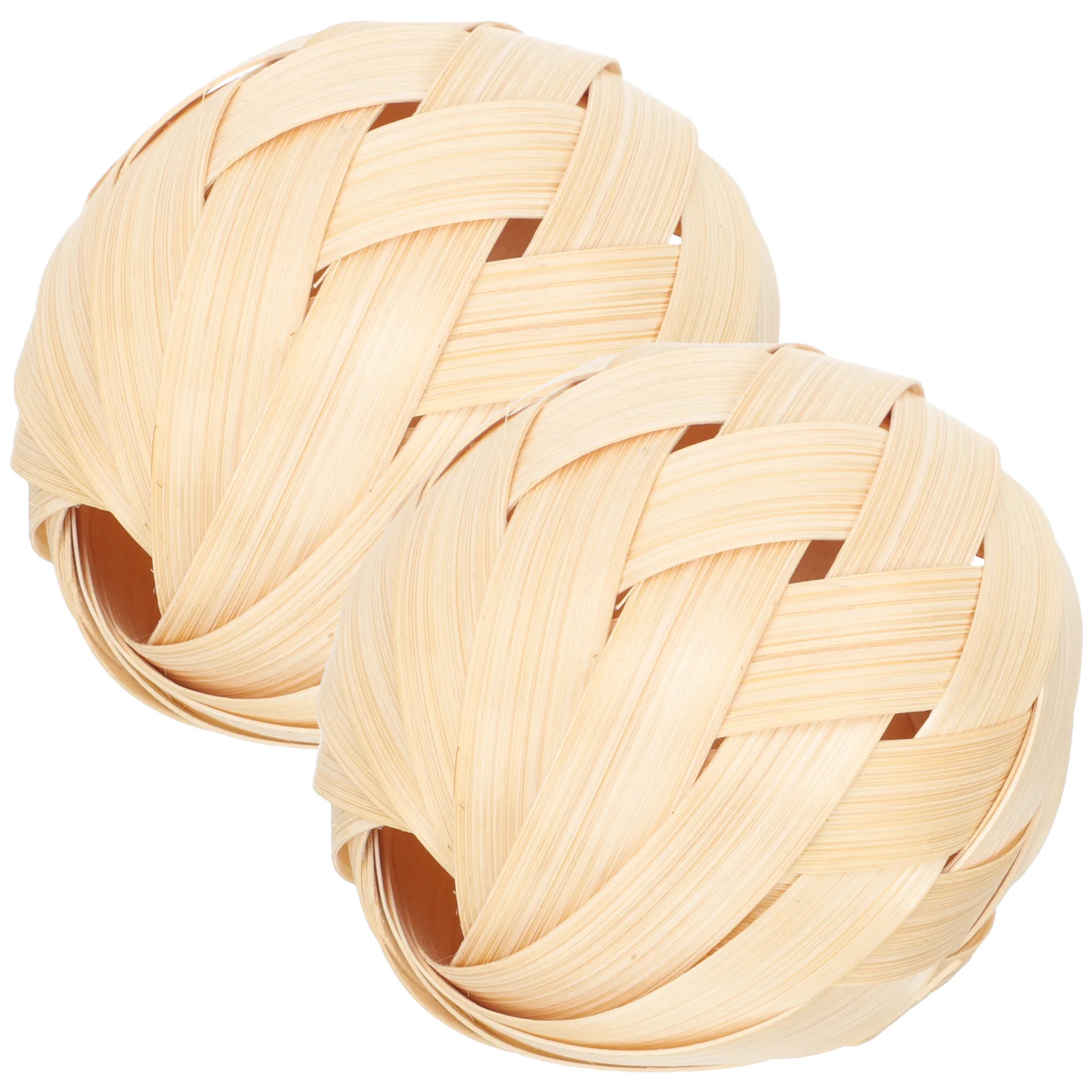 

2 Pcs Chinchilla Lampshade Woven Baskets Bread for Table Bamboo Weaving Wicker Balls Mini Egg