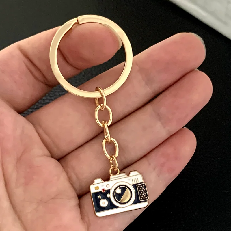 Camera Keychain Photo Tools Key Ring Enamel Key Chains Photography Gifts For Women Men DIY Car Hanging Jewelry Handmade