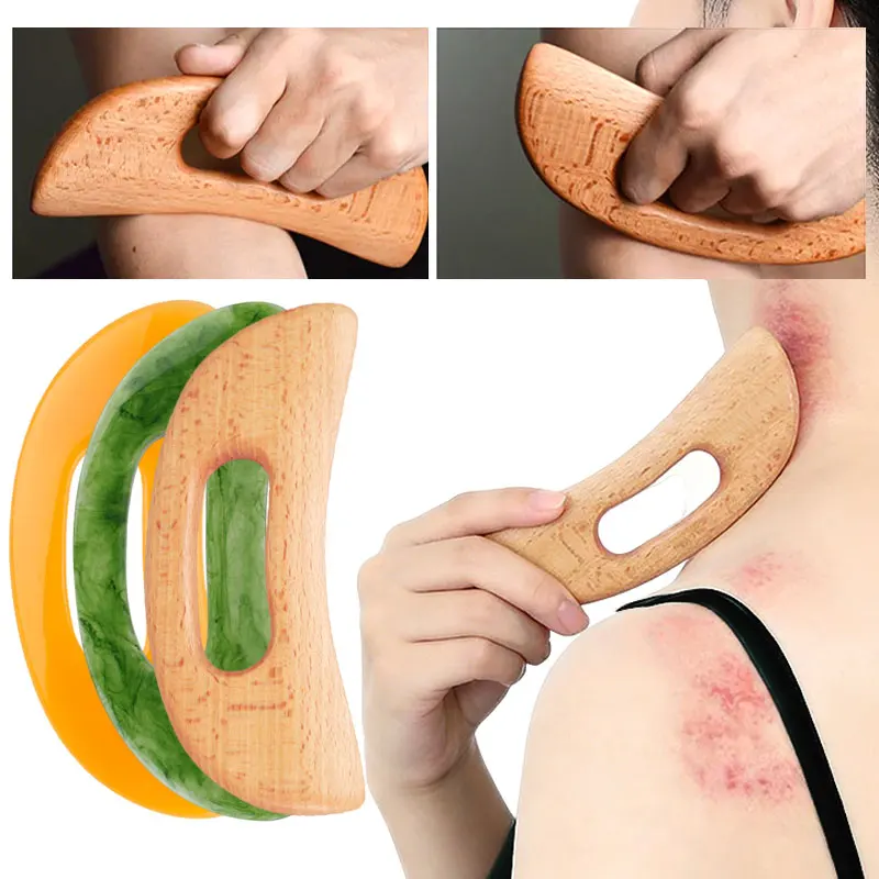 

Деревянный массажер-скребок для расслабления, ручной лимфодренажный массажер, доска для массажа тела и лица, инструмент Гуаша для коррекции фигуры