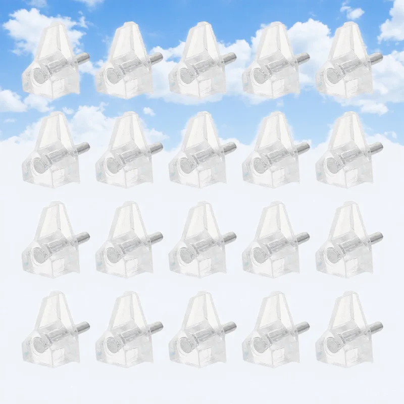 

20pcs Shelf Support Pegs 3Mm Transparent Plastic Strong Durable Smooth No Burr For Glass Wood Cabinets Bookcases Cabinet Shelf