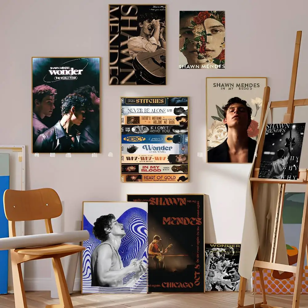 Pop Singer S-Shawn M-Mendes Classic Vintage Posters Decoracion Painting Wall Art White Kraft Paper Kawaii Room Decor