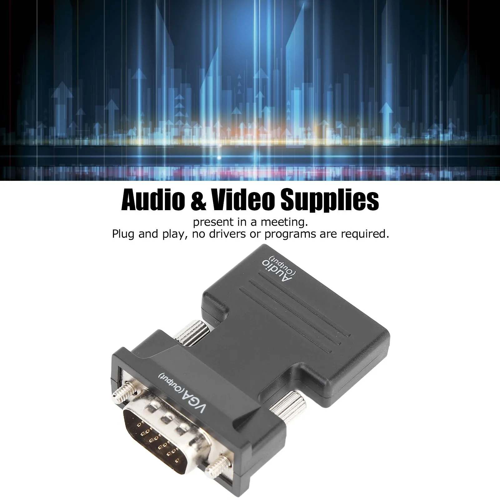 HD Multimedia Interface Female to VGA Male Converter with 3.5mm Audio Cable for Laptops PCs Monitors Audio Converter for Laptops