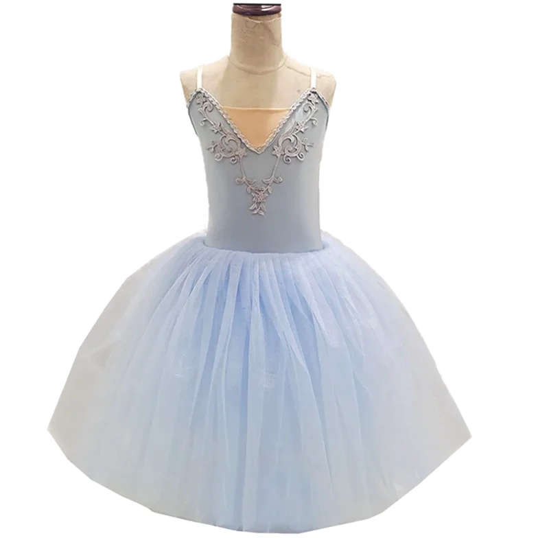 Vestido de Ballet blanco largo y romántico para niña, tutú de Ballet profesional de Swan Lake, disfraz de hada para mujer