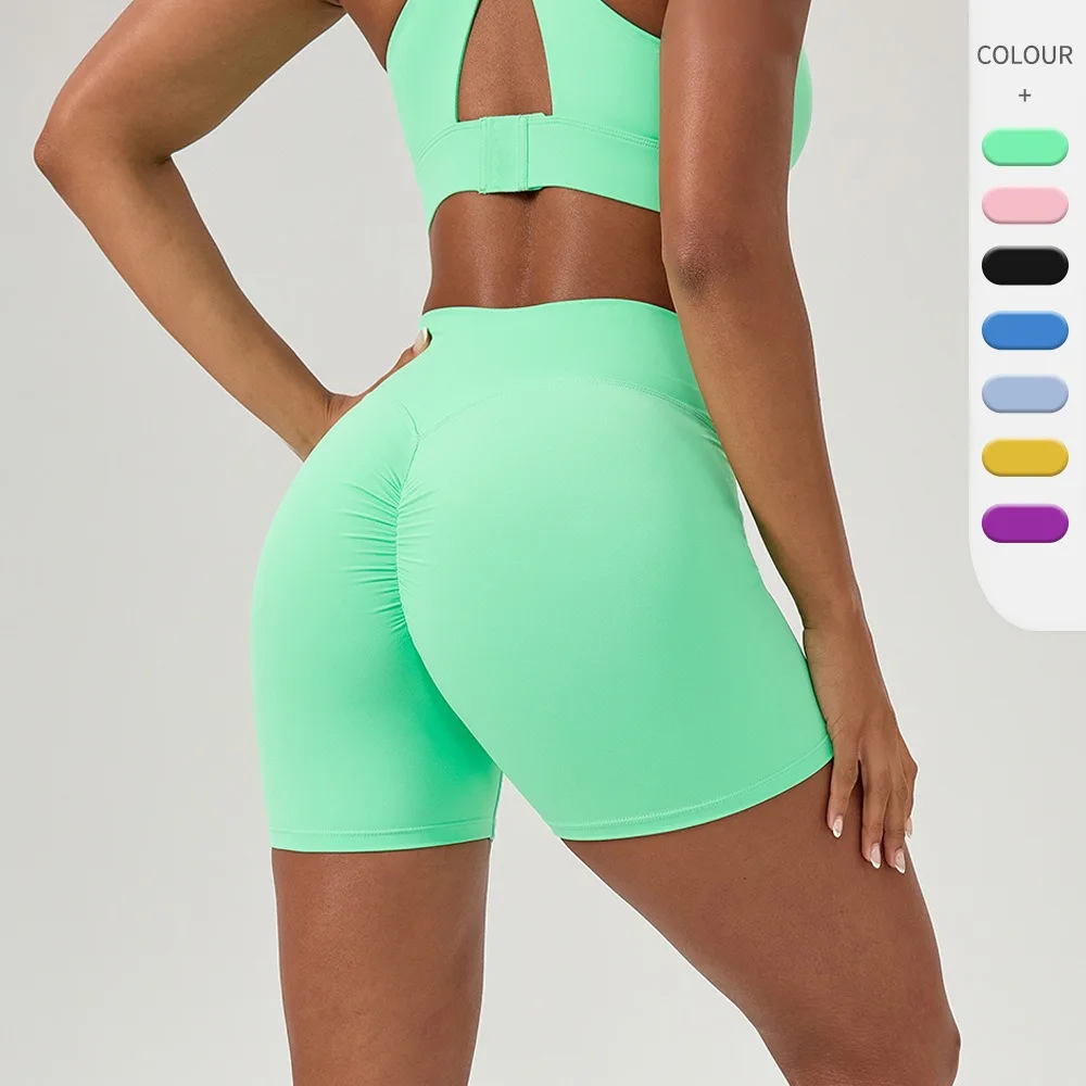 Women High Waist Scrunch Butt Yoga Shorts Compression Tummy Control Quick Dry Stretch Running Fitness Bottoms