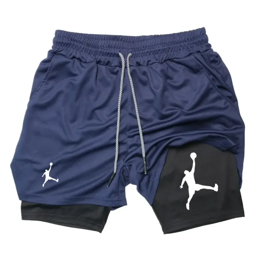 2025 Sneldrogende en ademende gymtrainingsshorts voor heren, modieuze twee-in-één joggingshorts, zomerse casual sportshorts