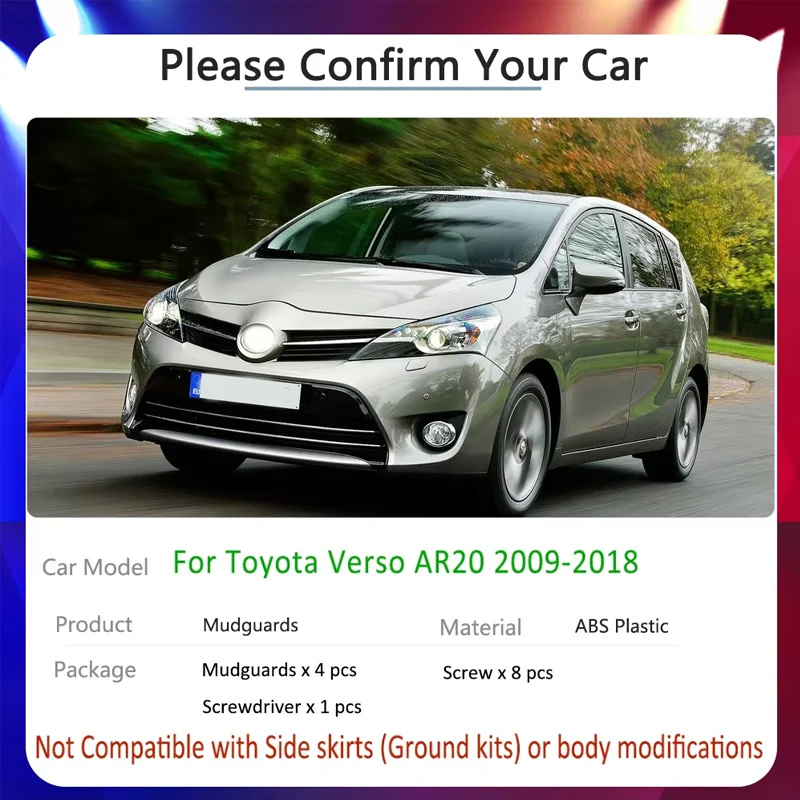 For Toyota Verso 2009~2018 AR20 2010 2011 2012 2013 2014 2015 Car-Tire-Fender Mud Flap Guard Mudguard Auto-Goods Mudflaps Splash