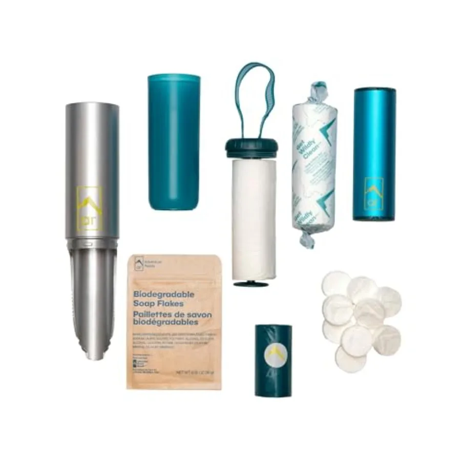 

Adventure Ready Backpacking Trowel Toilet Kit - Includes Aluminum Camping Shovel, Toilet Paper, Packout Bags, Soap Flakes and C