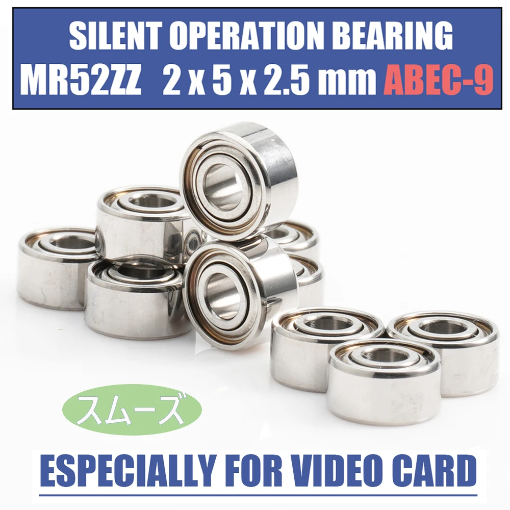10 sztuk MR52ZZ 2*5*2.5mm ABEC-9 cichej pracy łożyska do karty graficznej wysokiej prędkości łożyska do łożyska silnika L-520ZZ W52