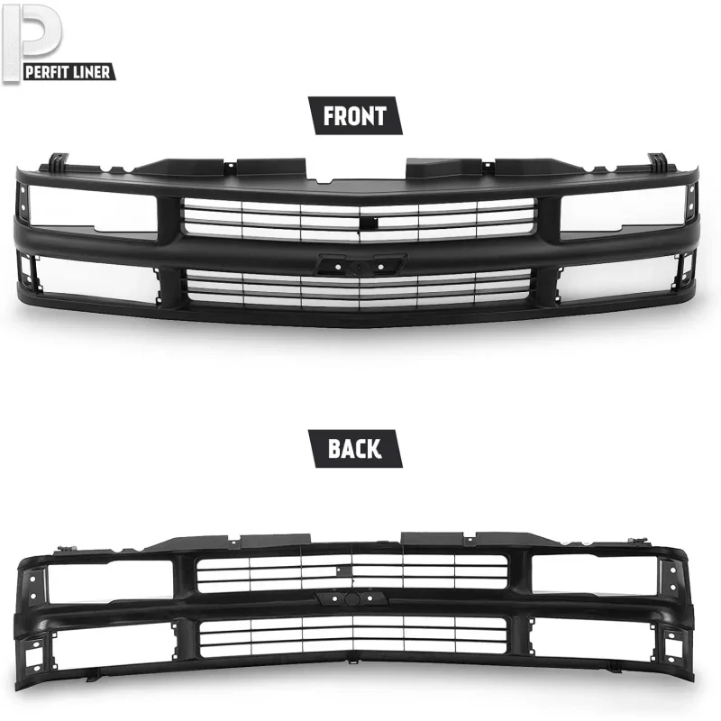 Front Black Grille Grill Compatible With 1994-1998 C/K 1500 2500 3500 Pickup Truck Blazer Tahoe SUV With Com