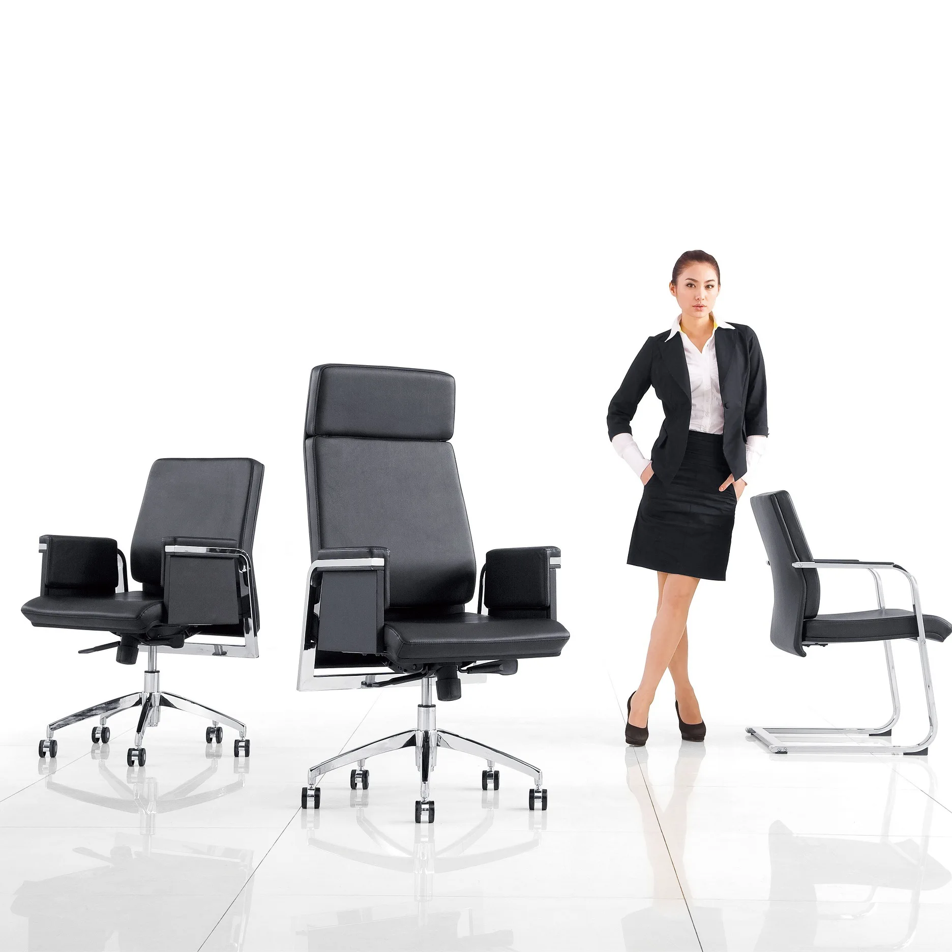 Büro-Chefstuhl, verstellbarer Computer, modernes, einfaches Rindsleder