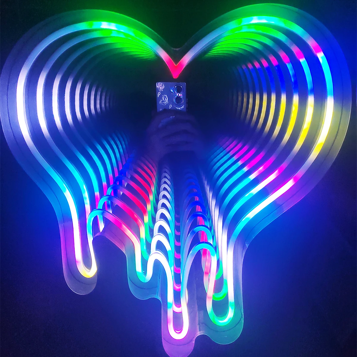 Espelho infinito personalizado em forma de amor, logotipo 3d, led, espelho redondo, acrílico, luz neon, abismo, decoração de espelho, quarto