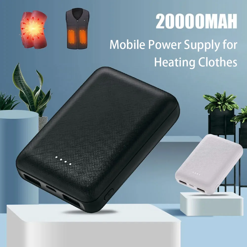 Caricabatterie portatile Mini Power Bank da 20000 mAh Batteria esterna a ricarica rapida USB per gilet riscaldato, giacca, sciarpa, calzini, guanti