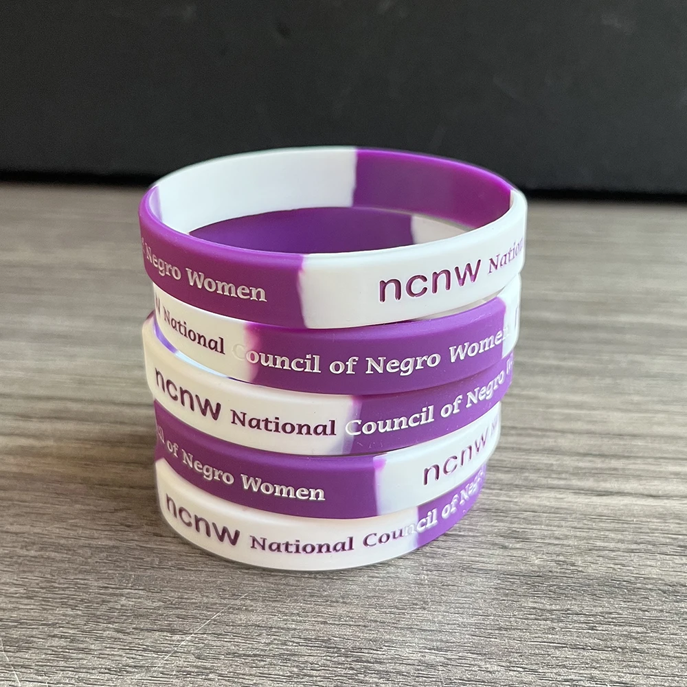 Greek alphabet NCNW Purple Silicone Wristband sisters Party Gift Bracelet Wristband