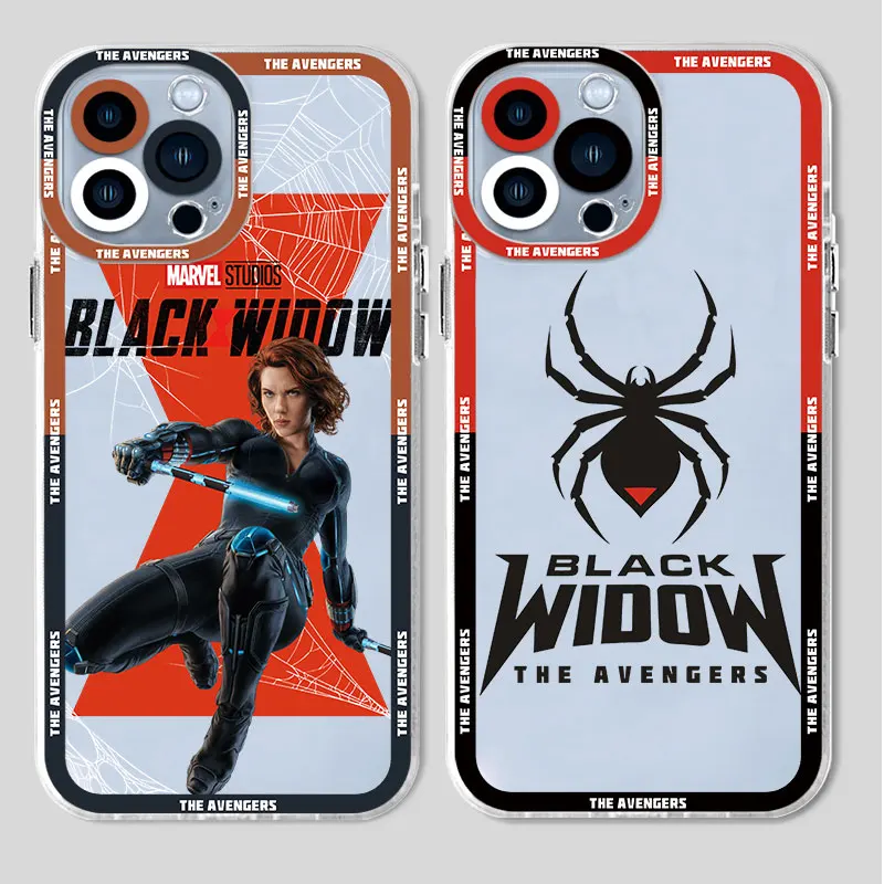 Marvel Black Widow Phone Case for Apple iPhone 11 Pro X 7 6s SE XS 14 15 Plus 8 XR 12 Mini 13 Pro Max Cover Transparent Soft TPU