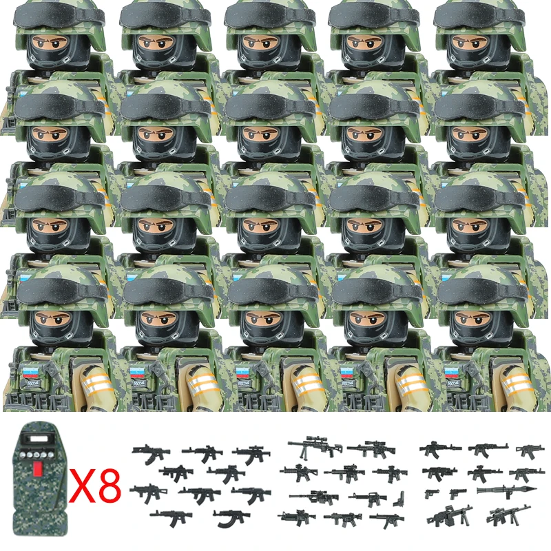 20 pièces figurines de l'armée militaire blocs de construction SWAT fantôme Commando US russie Forces spéciales soldat armes bouclier ceinture briques jouets