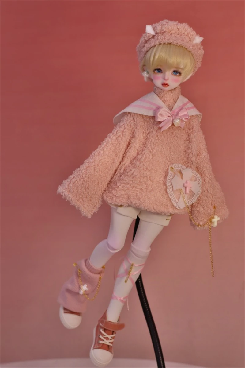 

BJD doll clothes for 1/3 1/4 1/5 size cute doll pink plush BJD doll clothes 1/3 1/4 1/5 set doll accessories (6 points)