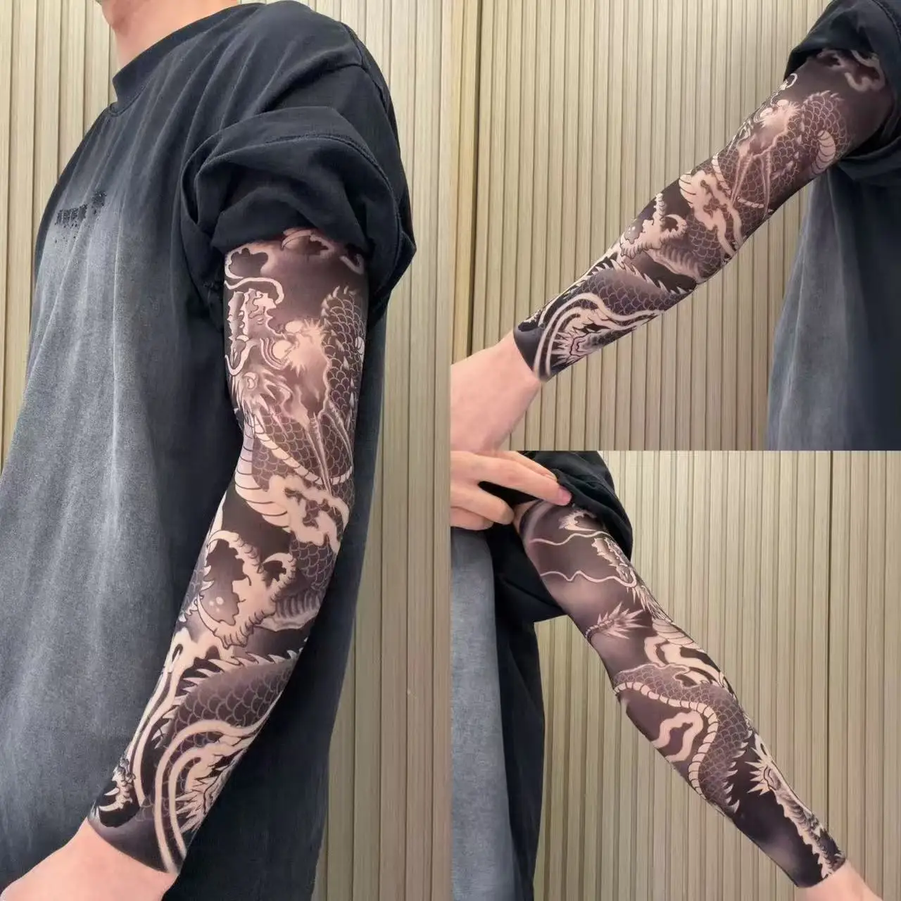 1 Pair Ultra thin seamle Tattoo Flower Arm For Men Women Cool Travel Cycling Elastic Scratch Resistant Arm Sleeves Accessorie image 5
