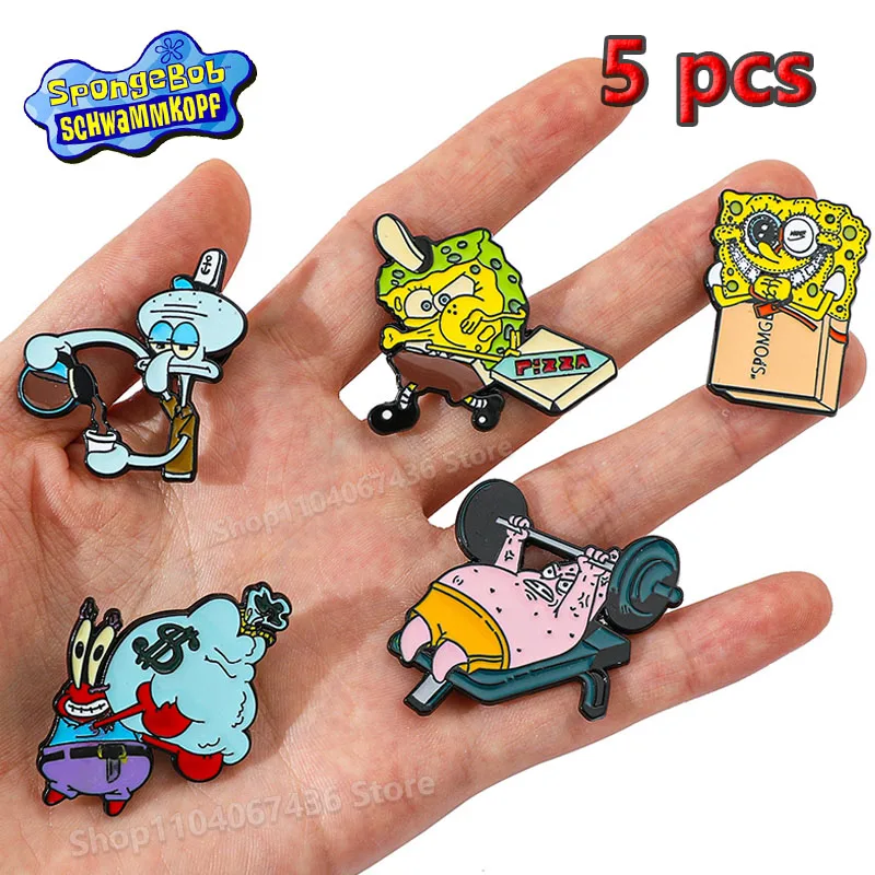 Kawaii Sponge-bob Enamel Pins Cute Cartoon Metal Badge Creativity Accessory Pin Hat Backpack for Men Women Jewelry Gifts