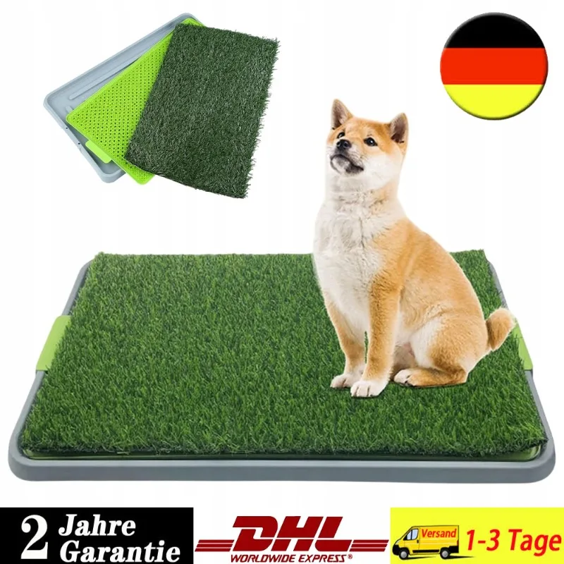 Toilette pour animaux de compagnie en gazon artificiel réutilisable et lavable 680×415×30mm, avec design de drainage anti-odeur, plateau de propreté pour chien, tapis de moquette pour chiot d'intérieur pour l'apprentissage de la propreté, la balançoire et les voyages