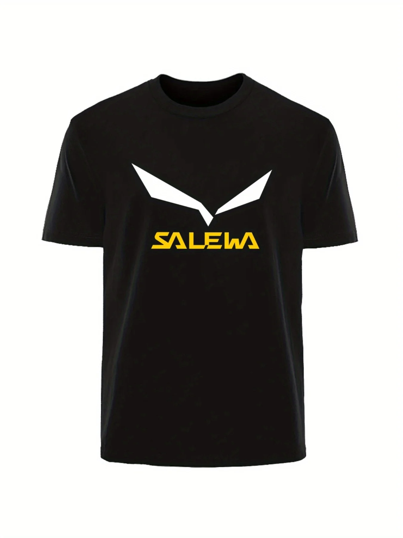 1 camiseta gráfica SALEWA, camiseta 100% algodón con cuello redondo y elástico ligero, estilo informal de fiesta,