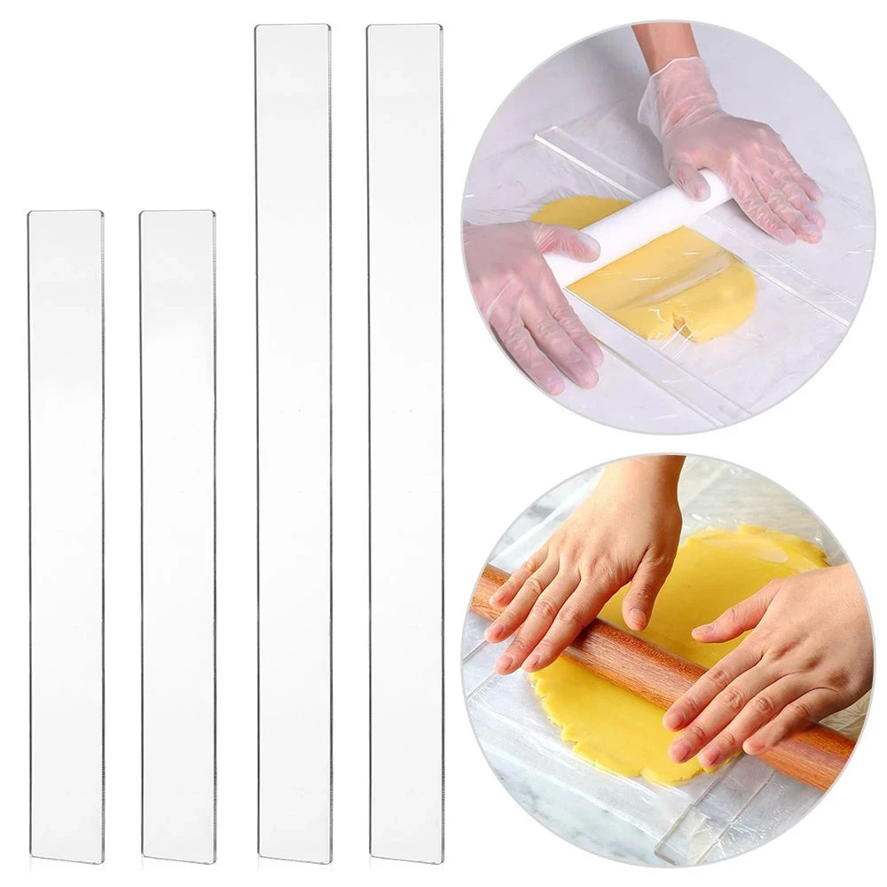 2Pcs Acrylic Biscuit Cake Rolling Mold Balance Ruler Fondant Icing Decorate Tool Pastry and Bakery Accessories Goods for Kitchen