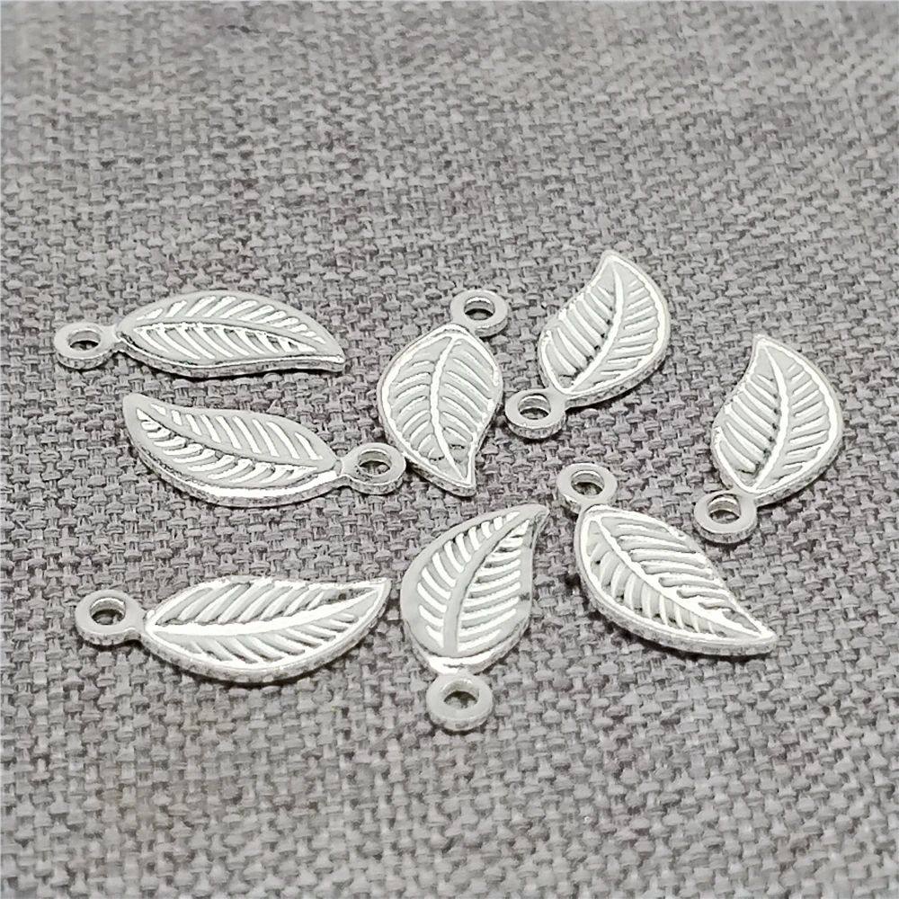 

30pcs of 925 Sterling Silver Small Leaf Charms 2-Sided for Nature Bracelet Necklace