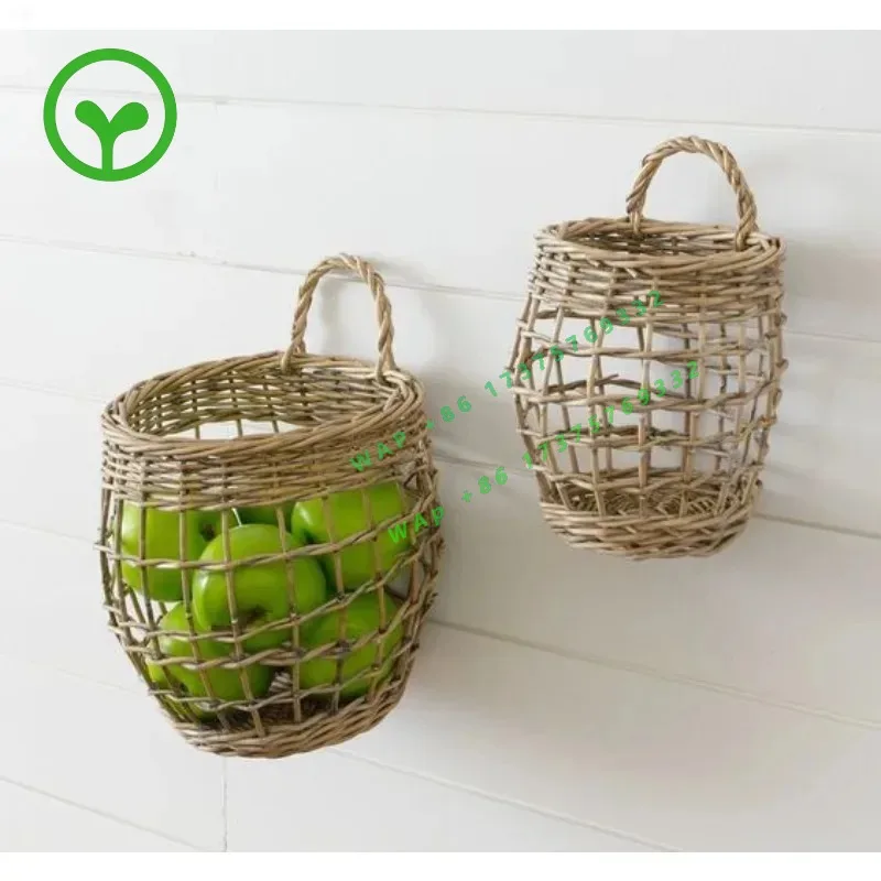 Handmade oval natural wicker organizer basket set with handle, large black wicker basket, gift