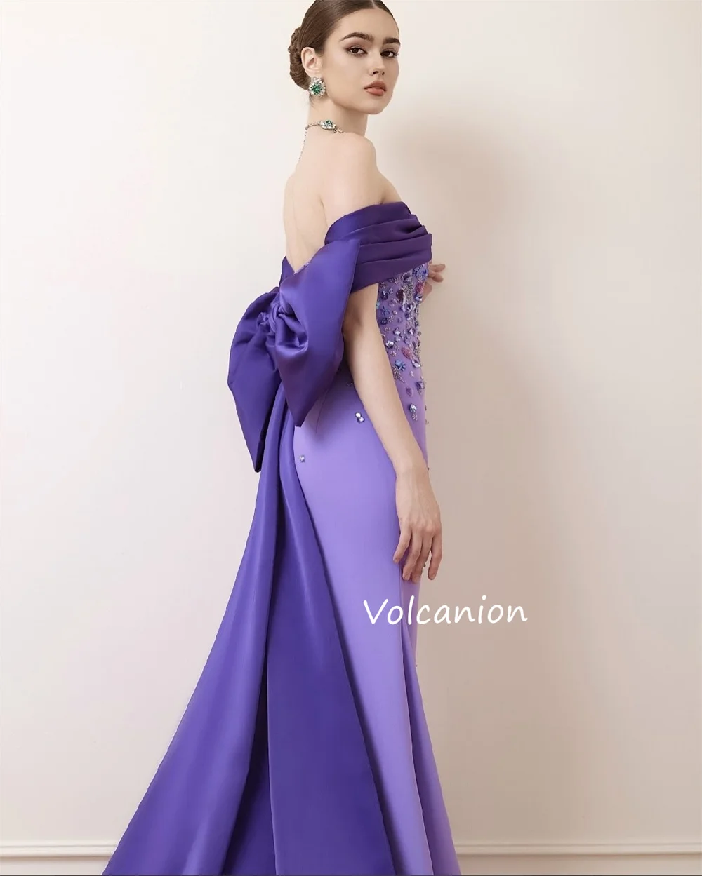 تخصيص جيرسي زين الديكور القوس خارج على الكتف حورية البحر فساتين طويلة مناسبة مخصصة مساء رسمي رائع