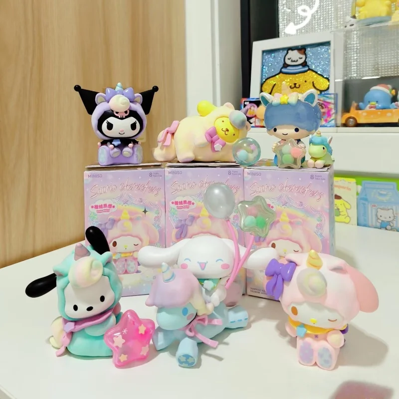 

MINISO Genuine Sanrio Characters Fantasy Paradise Series Blind Box My Melody Kuromi Tabletop Ornament Children Toy Birthday Gift