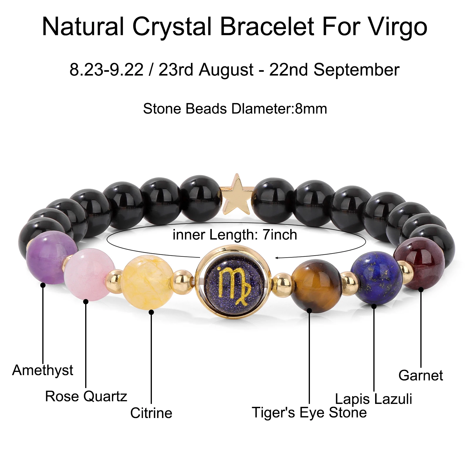 12 Constellation Zodiac Signs Bracelet Natural Stone Quartz Beads Cancer Virgo Leo Libra Bracelet Women Men Couples Jewelry Gift