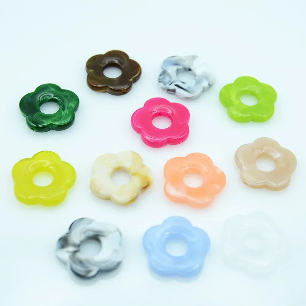 10 Pieces  26mm Jelly Colored Half Hole Acrylic Flower Beads  DIY Charm Manufacturing Jewelry Earwear Accessories Materials