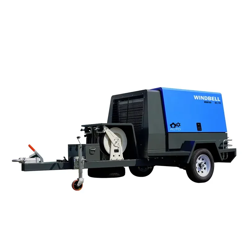 Euro 5/Tier 4 185CFM Portable Kubota Engine Diesel Screw Air Compressor for Mining Sandblasting