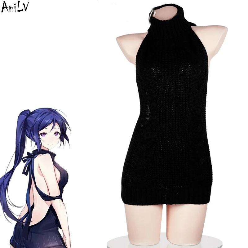 AniLV Japanese Anime Girl Matsuura Kanan Halter maglione Backless Dress Uniform Costume Cosplay