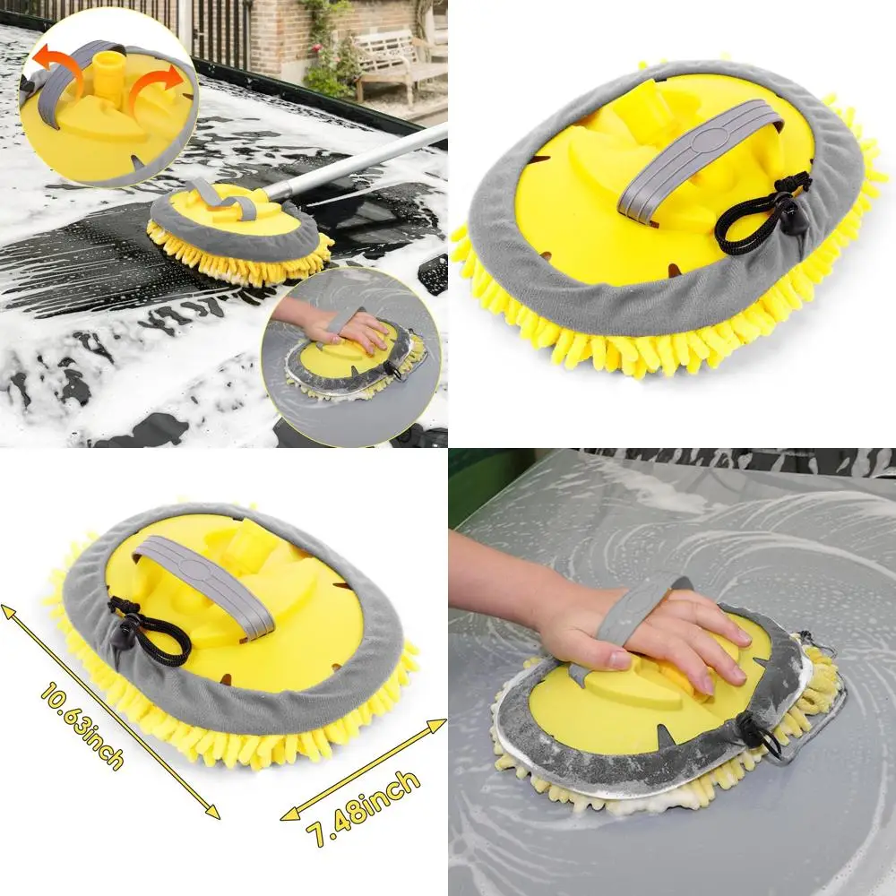 

Dual-Use Car Wash Mop – 10" x 8" Chenille Washing Kit with Adjustable Handle Grip Fits for Telescopic Extension Pole, Scratch-Fr