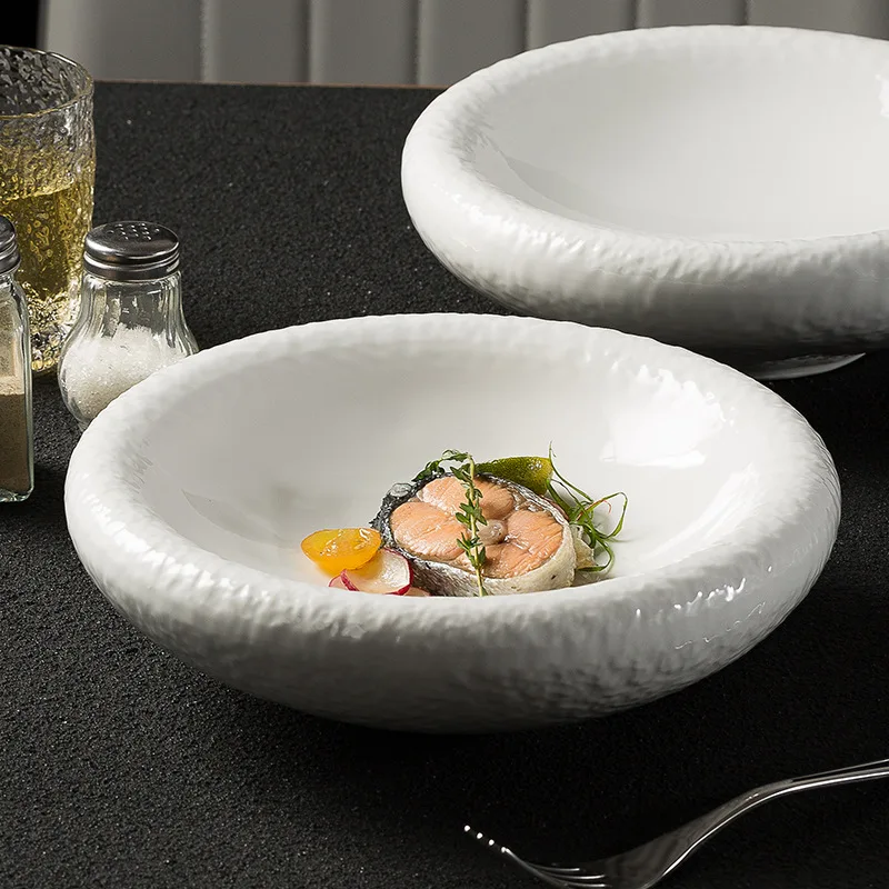 LLMM pure white vegetable plate ritual tableware hotel artistic conception plate commercial
