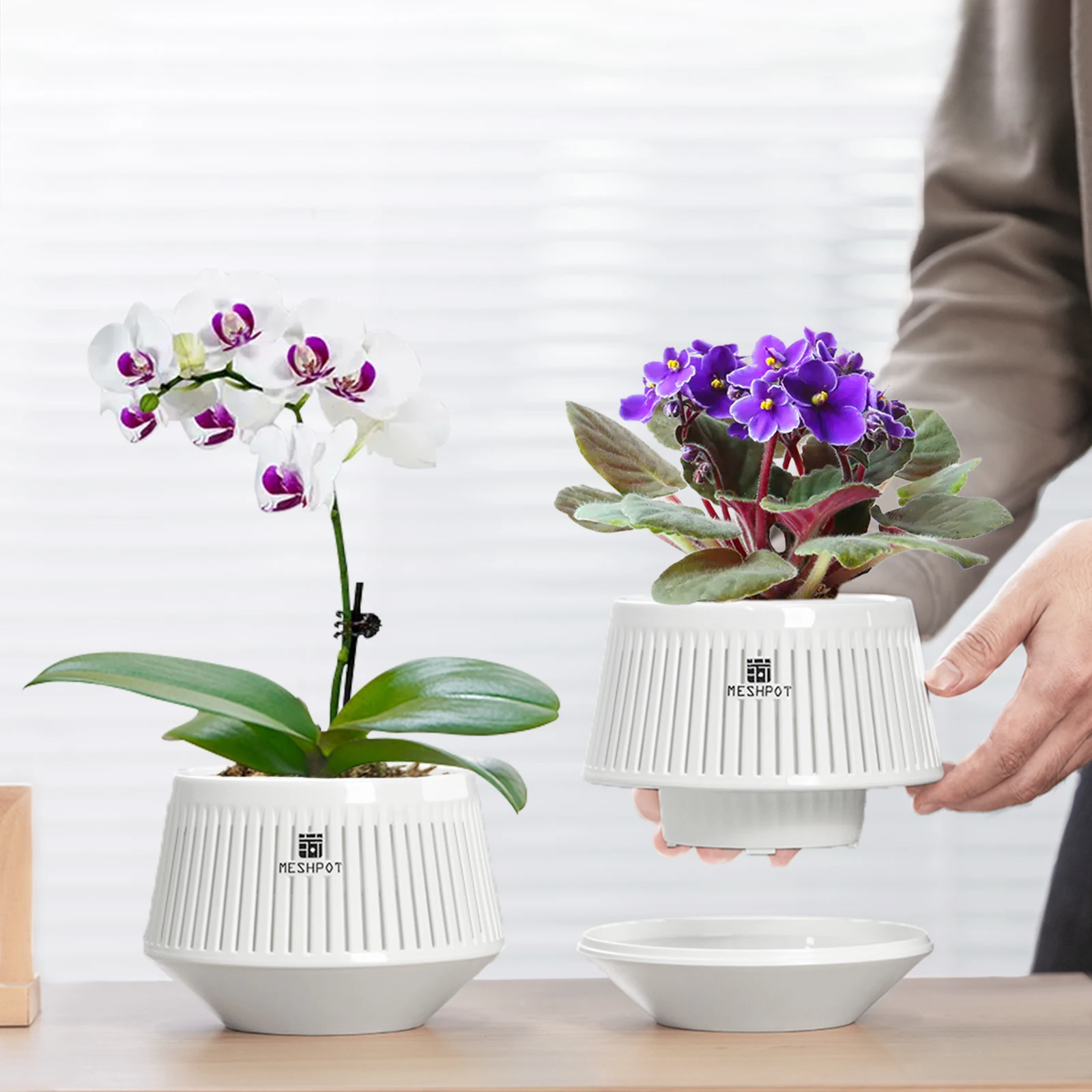 Meshpot-Orchideentopf mit Löchern, Blumentopf aus Kunststoff, dekorative afrikanische violette Töpfe mit Luftschnitt und guter Luftzirkulation – Detail 11