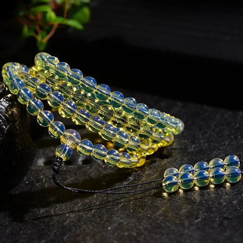 Nueva Pulsera Dominica Lambert con 108 Cuentas de Buda, Pulsera de Múltiples Círculos, Cuentas de Ámbar para Hombre y Mujer, Piedra de Ámbar Natural