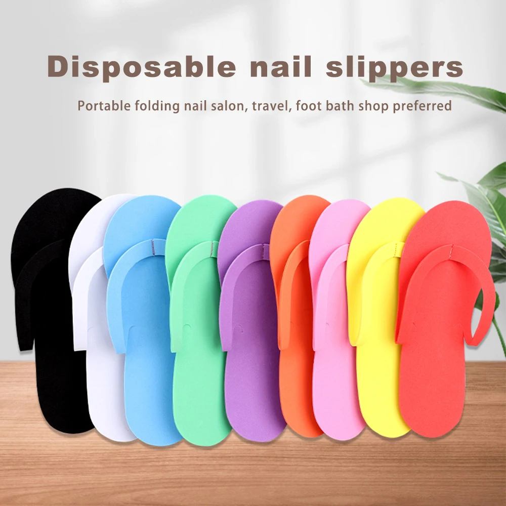 10Pairs Pedicure Slippers Disposable Flip Flops Foam Multi Color Pedicure Sandals Party Disposable EVA Shoes Nail Foot Women Men
