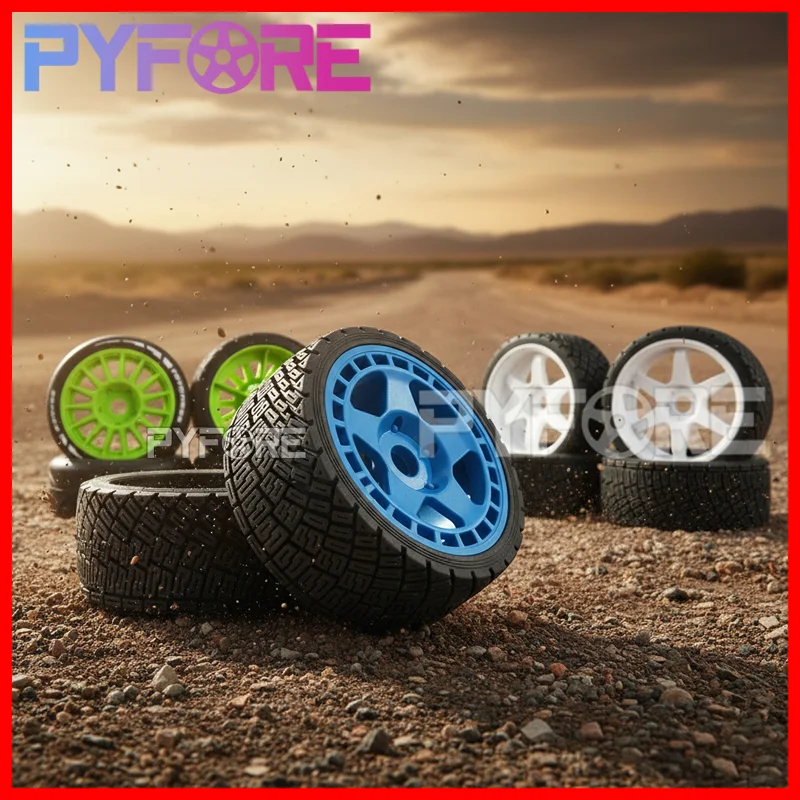 

PYFORE 4 шт. Радиоуправляемые шины для моделей автомобилей с дистанционным управлением в масштабе 1/7 и 1/8 KM WRC C3 FSR GT, колеса гоночного автомобиля