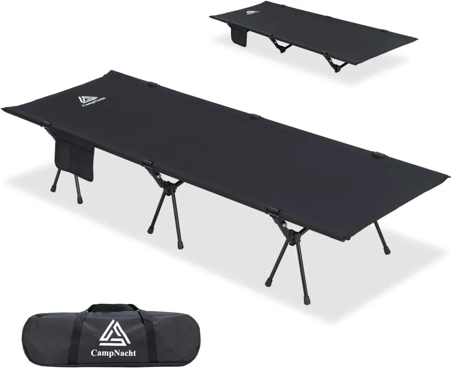 CAMPNACHT Ultralight Camping Cot with Leg Extenders, Aluminum Lightweight Folding Cot for Adults, Portable Backpacking Compact