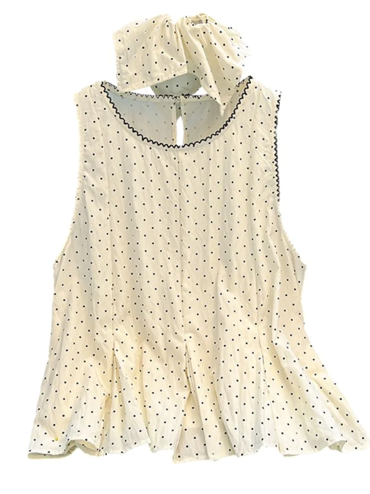 

Summer Outfit Self-Kee Design round Ne Svel Vest Women's Outerwear Anti-Aging Polka Dot Strapl Tank Top