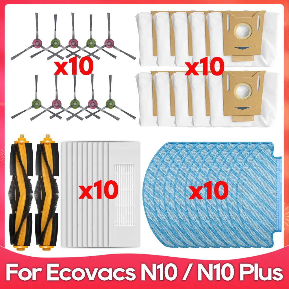 Compatible For ( Ecovacs Debot N10 / N10 Plus ) Roller Side Brush Filter Mop Dust Bag Robot Vacuum Cleaner Accessories Part