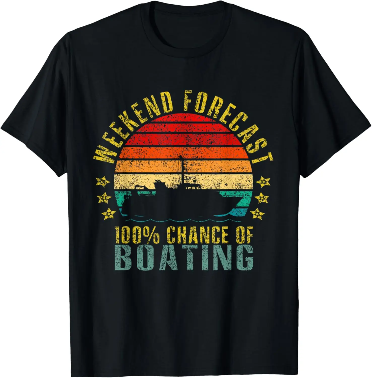 

Weekend Forecast 100% chance of Boating Funny Retro T-Shirt