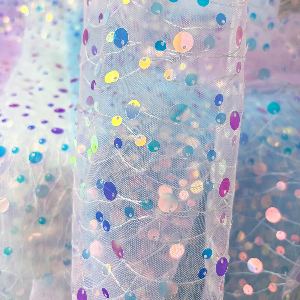 Rainbow Metallic Mesh Embroidery Cloth for Handmade Performance Dresses Photo Backdrops DIY Bows (Trending Craft)
