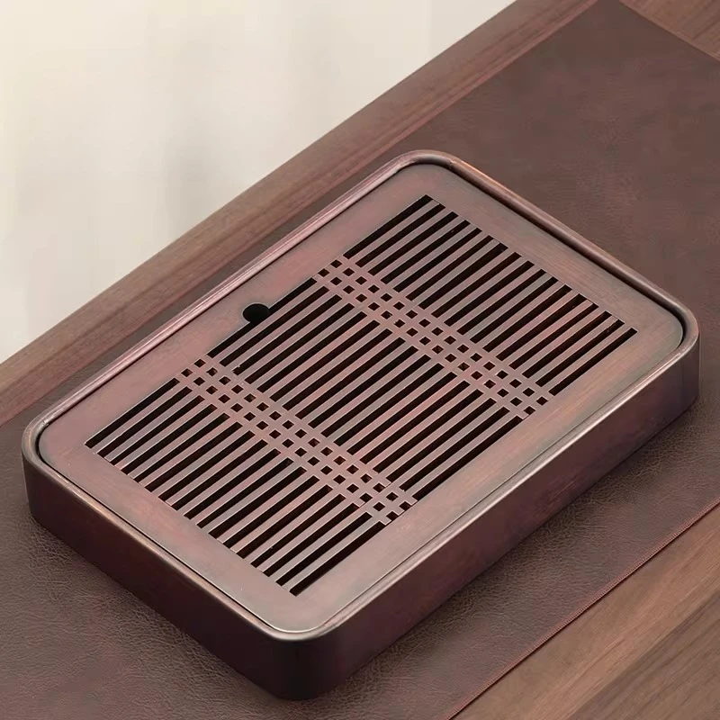 Bandeja de Té China Pequeña, Moderna, Rectangular, de Bambú, para Sala de Estar u Oficina, Estilo Kong Fu, Bandeja Imperial Antigua Rectangular