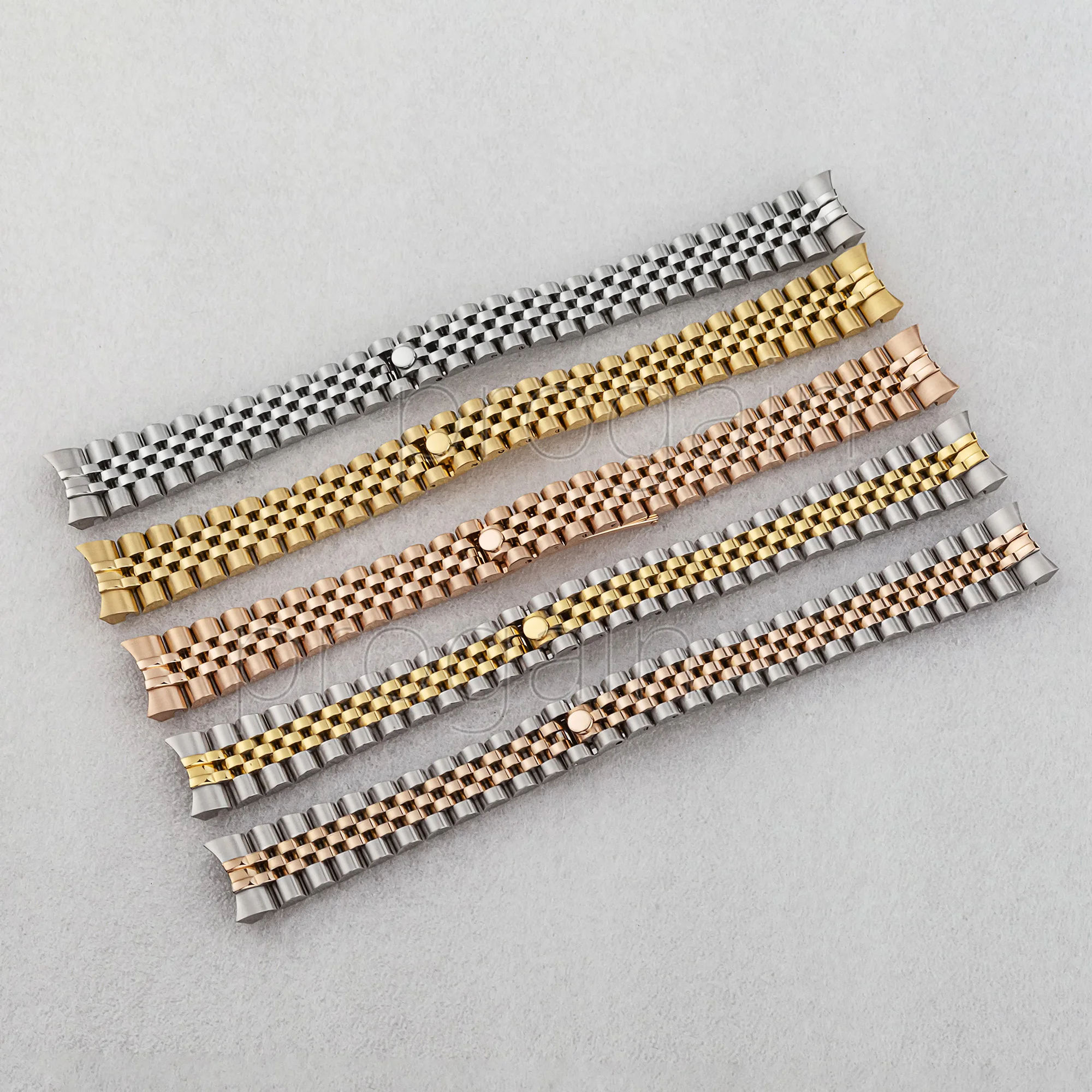 17mm President Five Beads Strap Stainless Steel Wristband Watch Mod Parts for Datejust Replacements Accessories Repair Tools