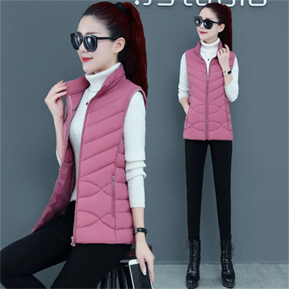 2024 Vest Women Winter Padded Jacket Women Down Cotton Vest Puffer Waistcoat for Female Stand Collar Sleeveless Jacket Coat Vest