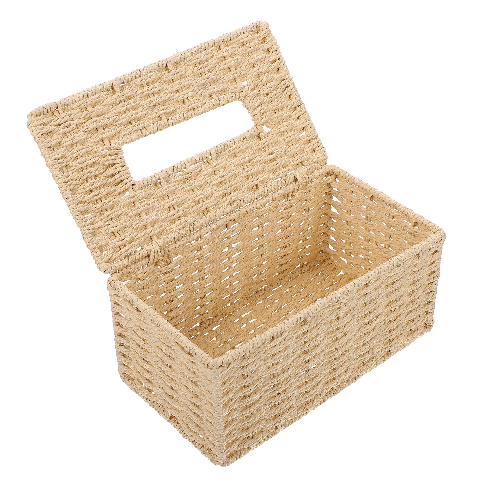 

1Pcs Paper Rope Woven Tissue Box Napkin Storage Box Household Desktop Tissue Holder Living Room Decorative Case