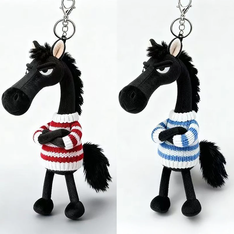 

Плюшевый брелок-игрушка «Счастливый черный конь» 2026 года, аксессуар для аниме-кукол, милый мультяшный кулон для сумки, подарок на Новый год