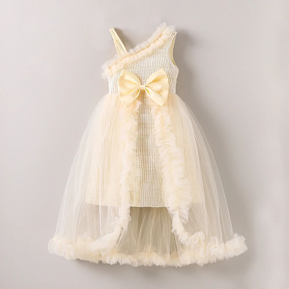 HETISO Kids Princess Dress Sleeveless Tulle Sequined Summer Gown for Girls Children's Party Ball Gown Ages 1-5